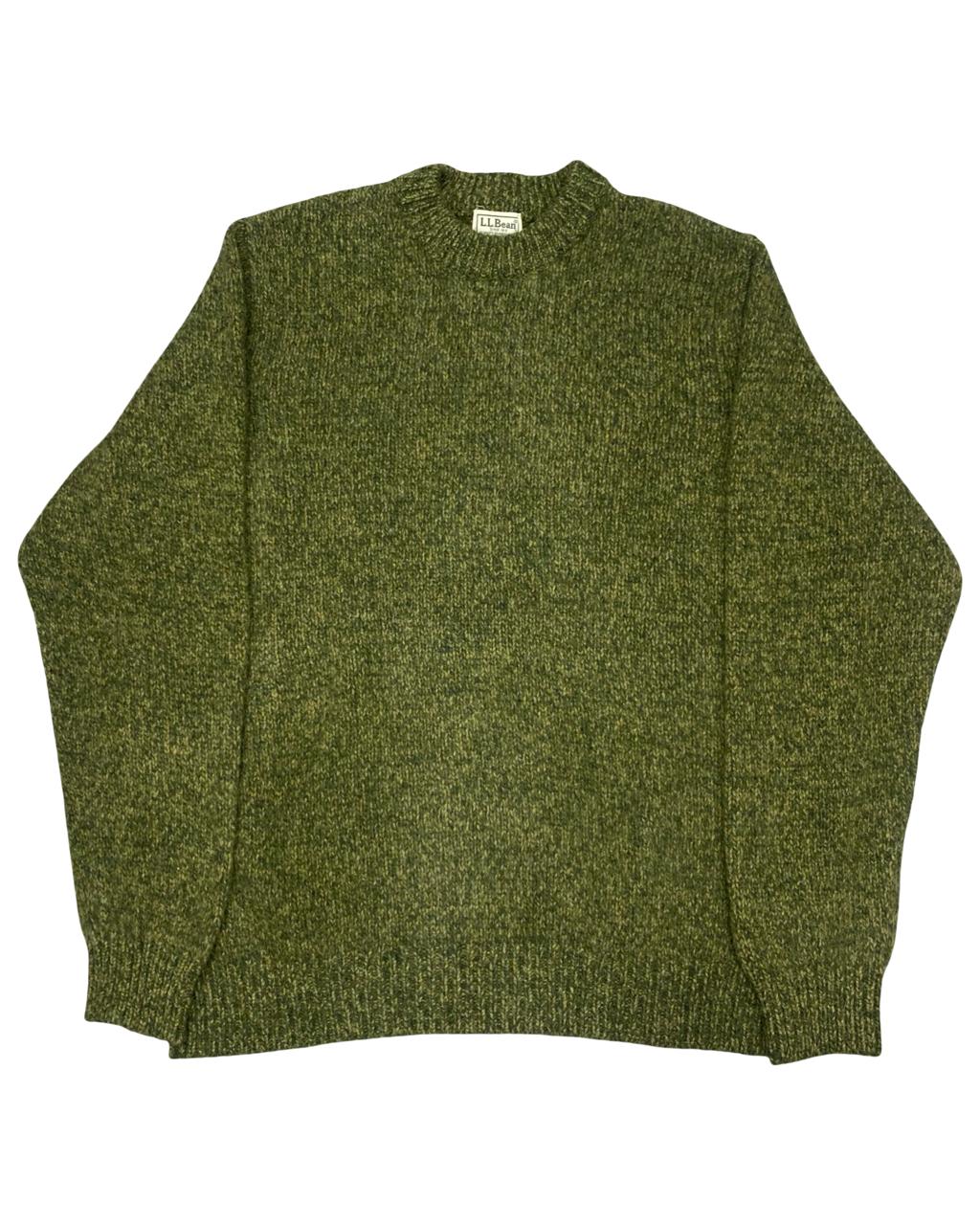 L.L.Bean Green Marl Crewneck Knit Sweater