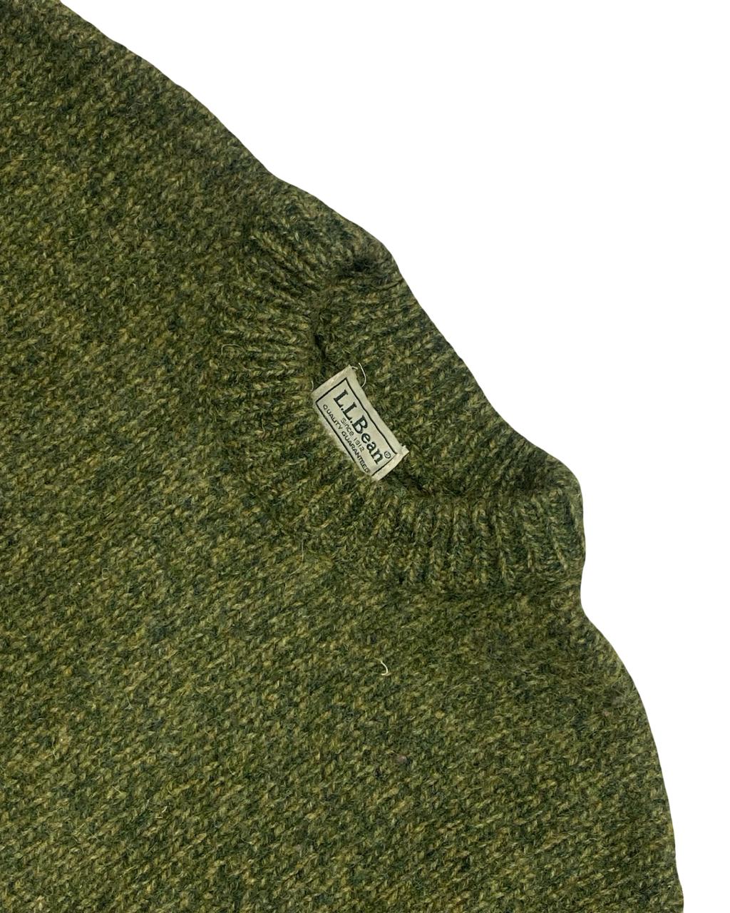 L.L.Bean Green Marl Crewneck Knit Sweater