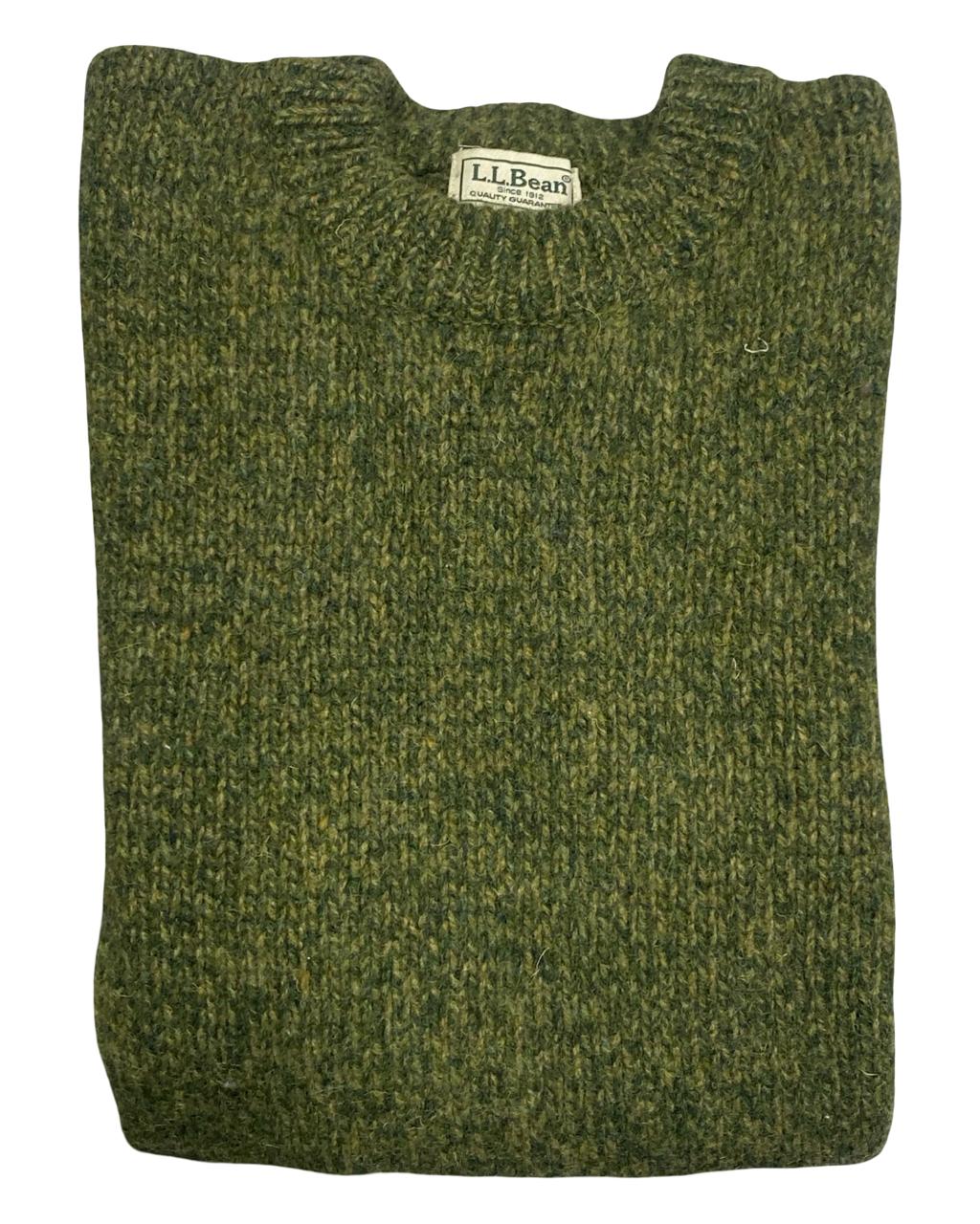 L.L.Bean Green Marl Crewneck Knit Sweater