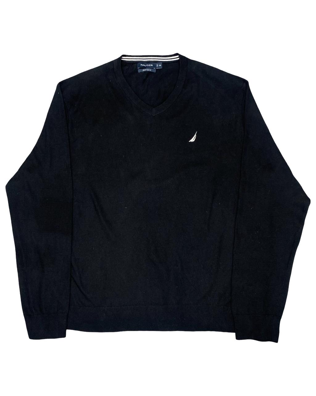 Nautica Black V-Neck Knit Sweater
