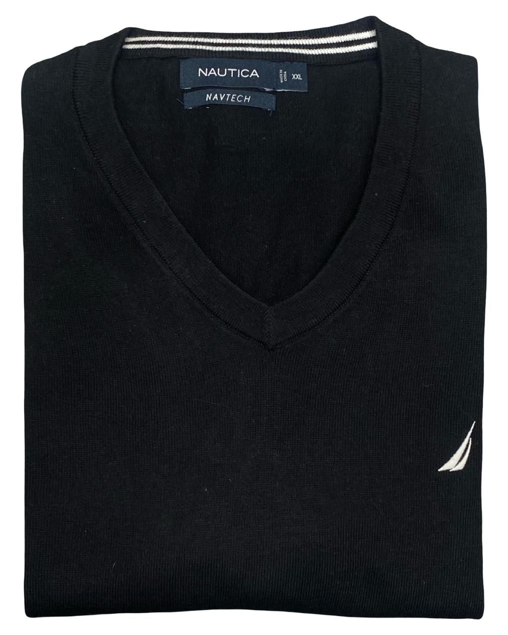 Nautica Black V-Neck Knit Sweater
