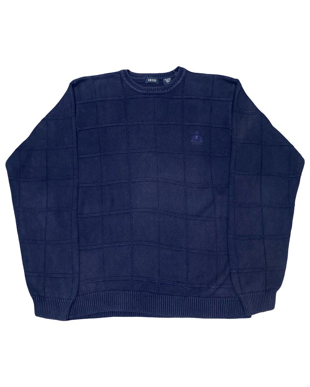 IZOD Navy Windowpane Knit Sweater