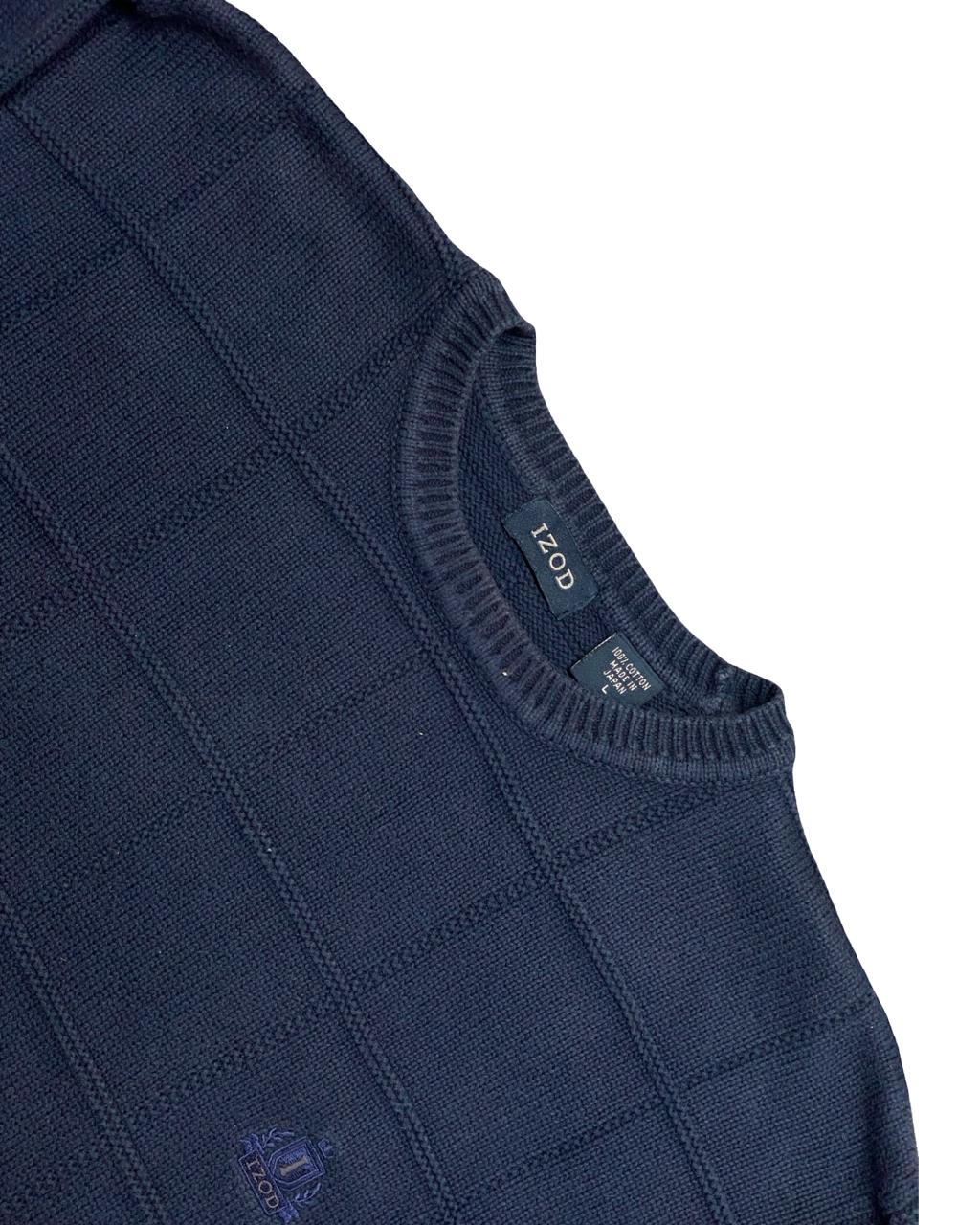 IZOD Navy Windowpane Knit Sweater