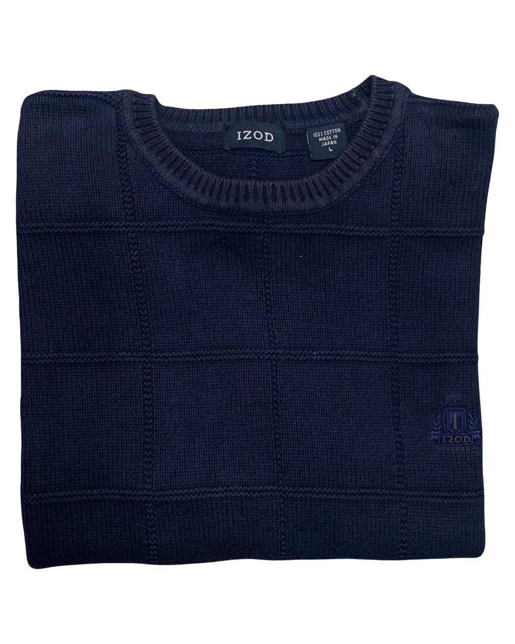 IZOD Navy Windowpane Knit Sweater