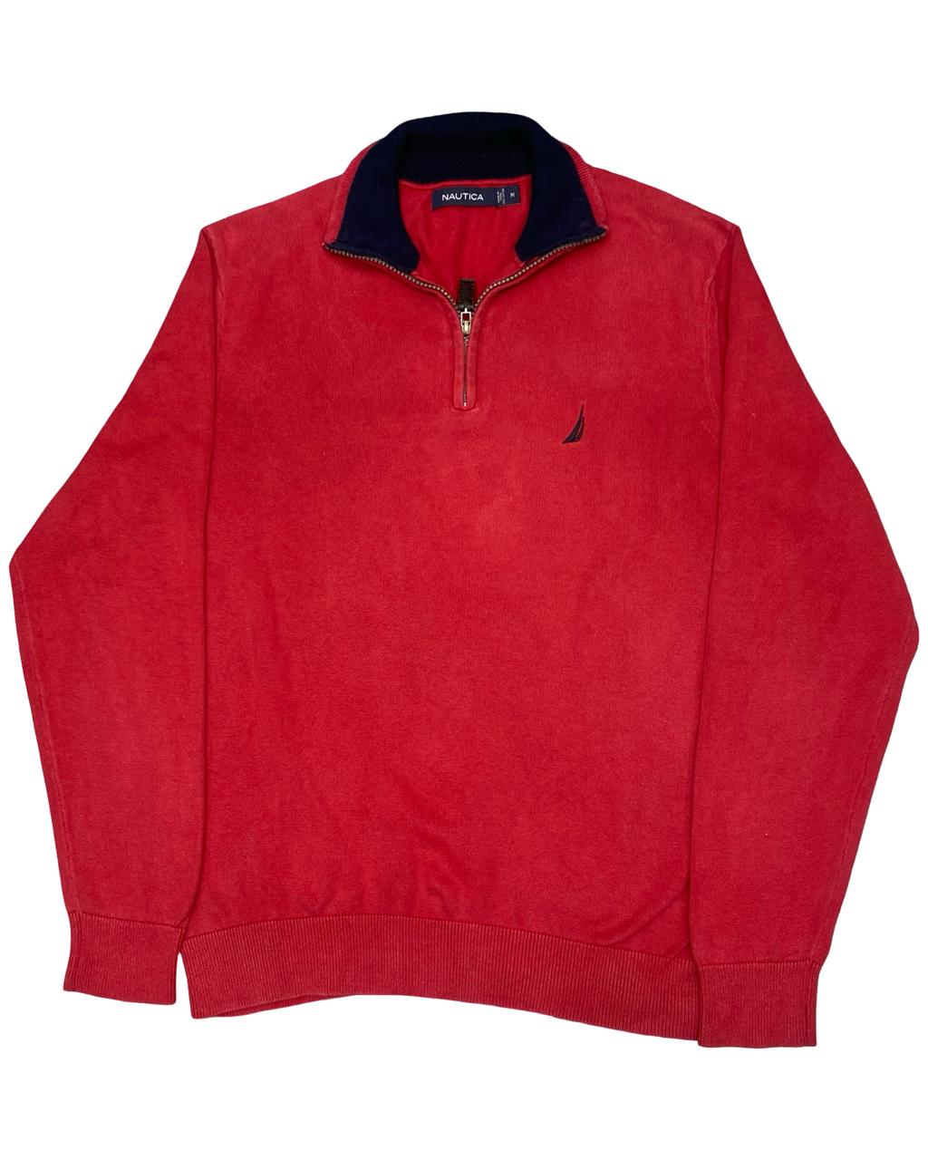 Nautica Red Quarter-Zip Knit Sweater