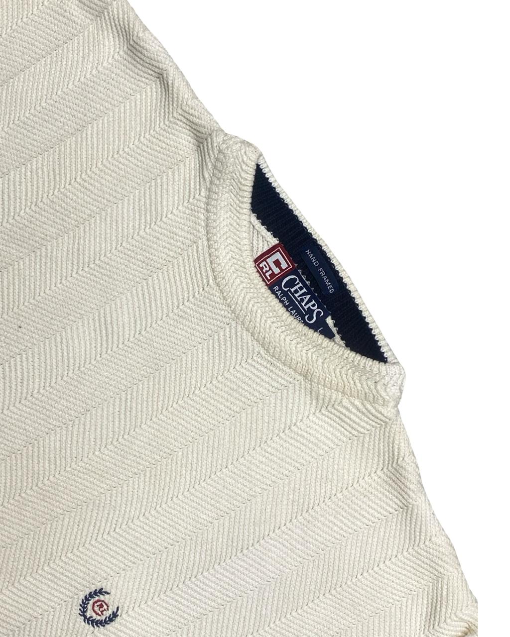Chaps Cream Textured Knit Sweater