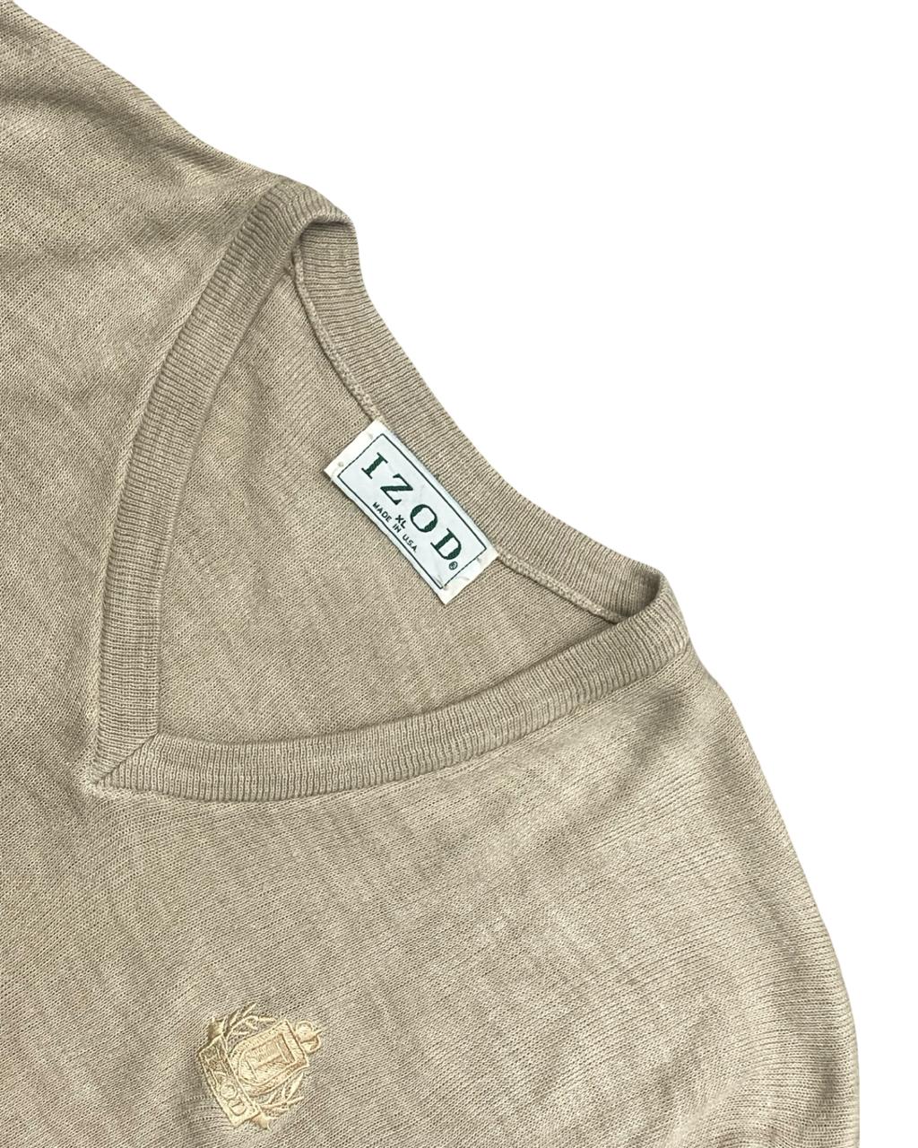 IZOD Beige V-Neck Knit Sweater