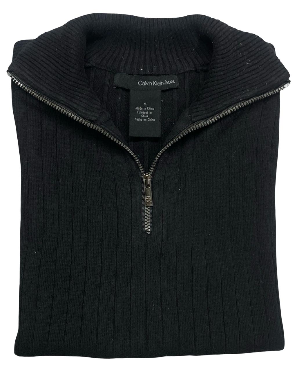 Calvin Klein Jeans Black Ribbed Quarter-Zip Sweater