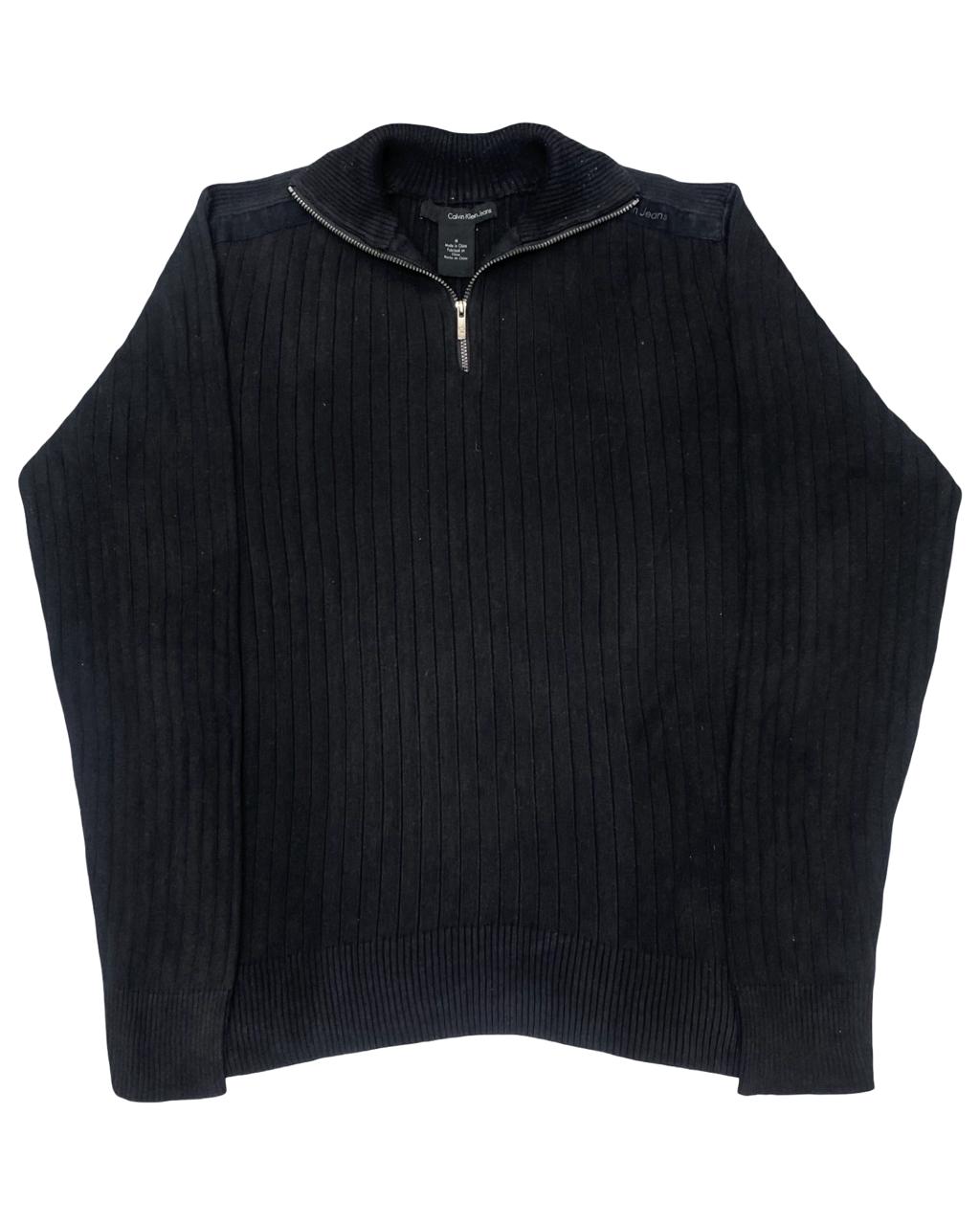 Calvin Klein Jeans Black Ribbed Quarter-Zip Sweater