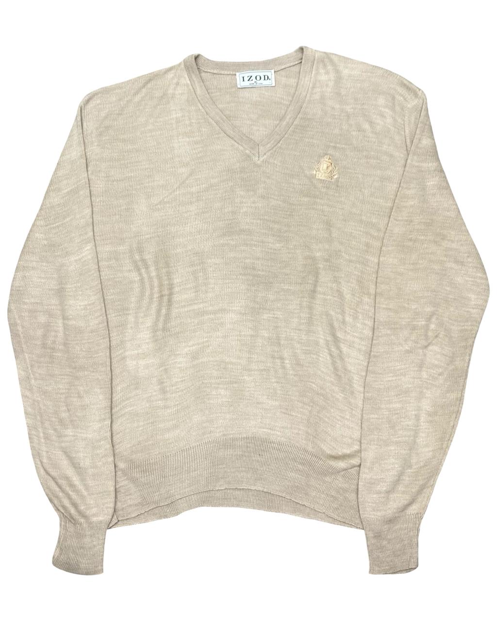 IZOD Beige V-Neck Knit Sweater