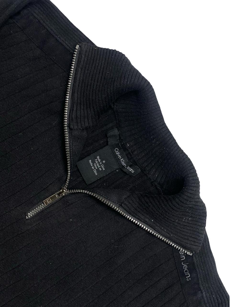 Calvin Klein Jeans Black Ribbed Quarter-Zip Sweater