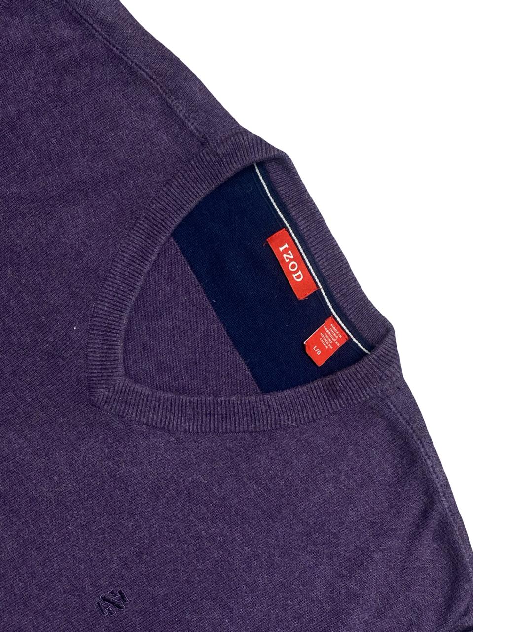 IZOD Purple V-Neck Knit Sweater