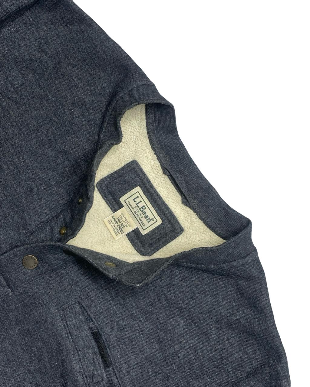 L.L.Bean Navy Henley Sherpa-Lined Sweater