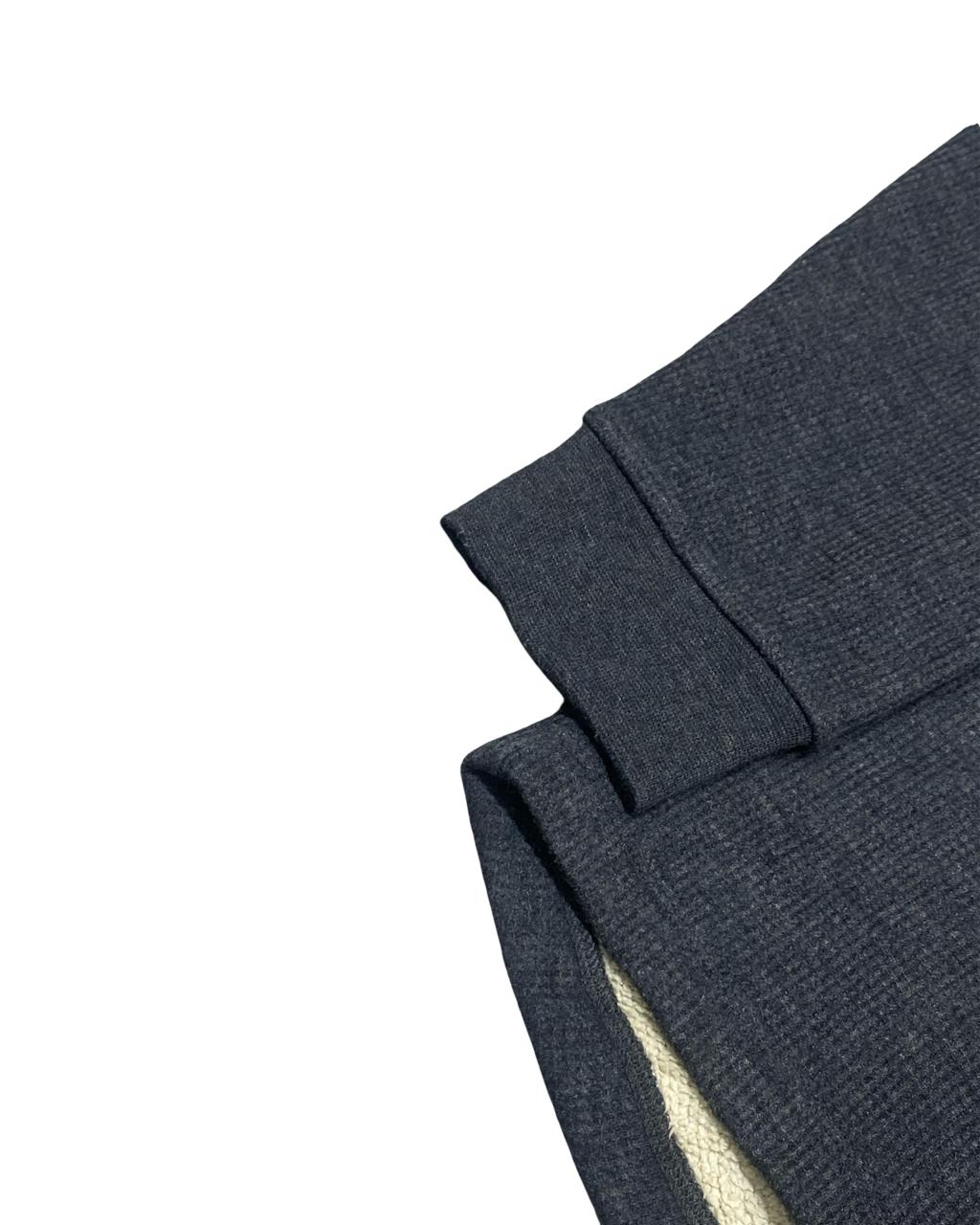 L.L.Bean Navy Henley Sherpa-Lined Sweater