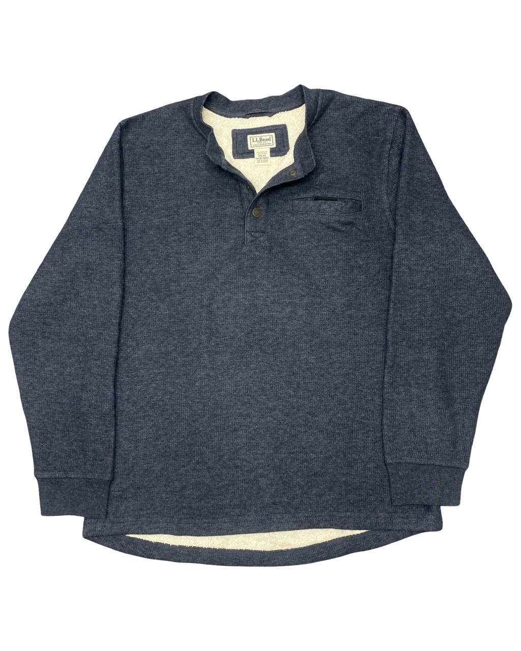 L.L.Bean Navy Henley Sherpa-Lined Sweater
