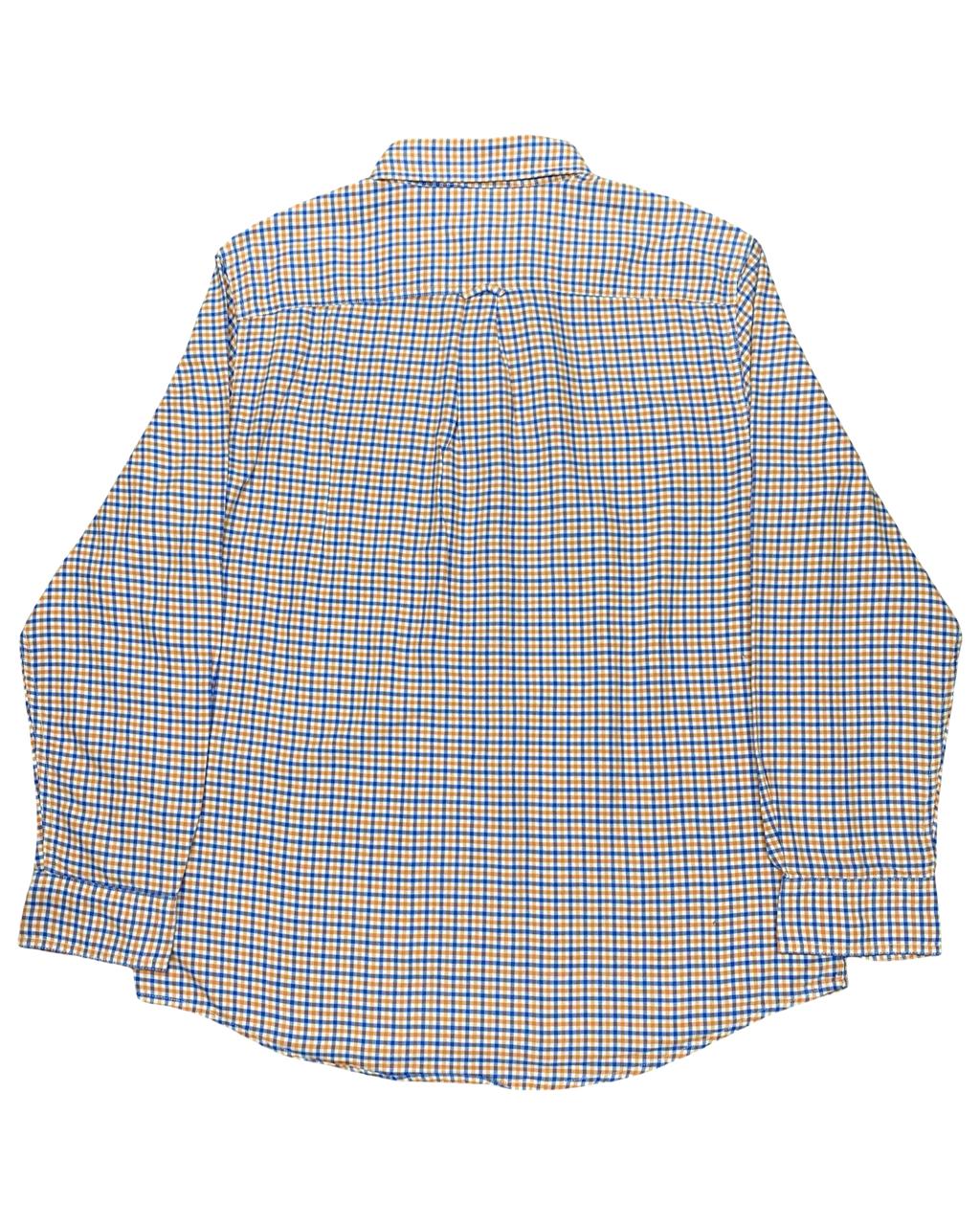 Chaps Blue & Orange Gingham Check Button-Down Shirt