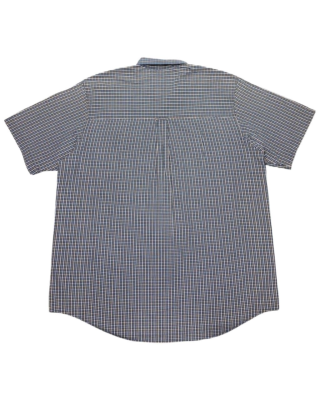 Chaps Navy & White Gingham Check Short-Sleeve Button-Down Shirt