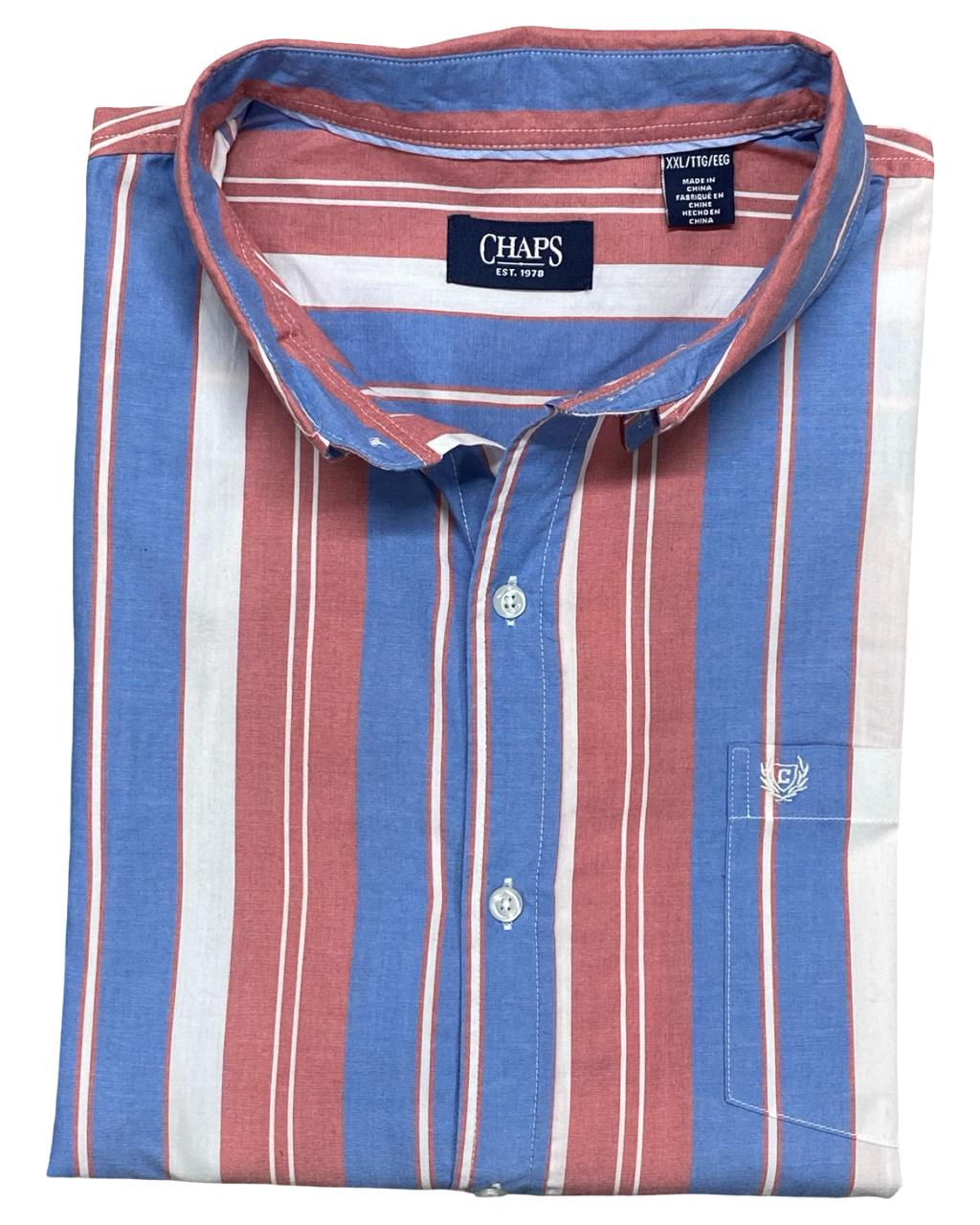Chaps Blue, Red & White Striped Short-Sleeve Button-Down Shirt