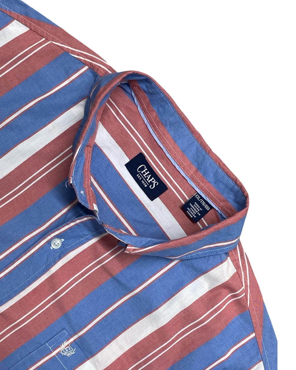 Chaps Blue, Red & White Striped Short-Sleeve Button-Down Shirt