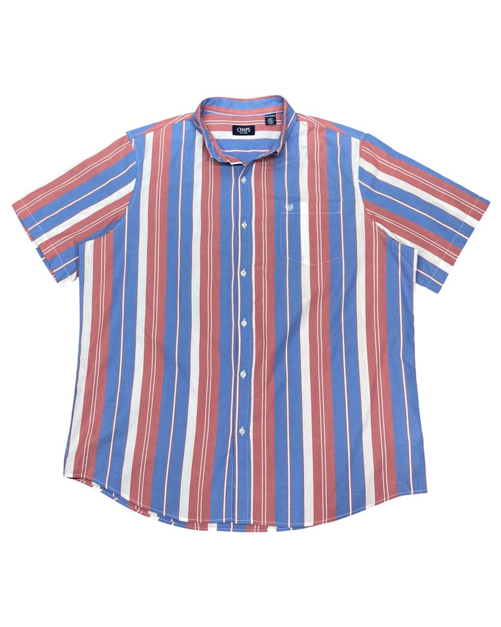 Chaps Blue, Red & White Striped Short-Sleeve Button-Down Shirt