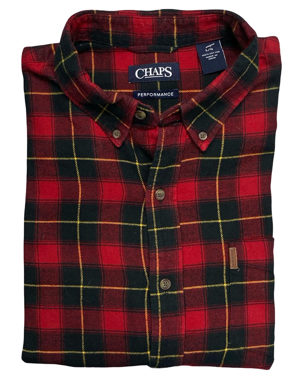 Chaps Red & Black Plaid Button-Down Shirt