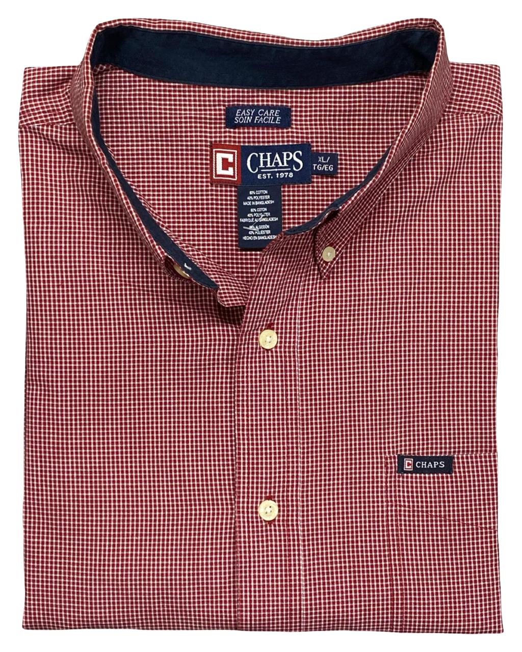 Chaps Red & White Gingham Check Button-Down Shirt