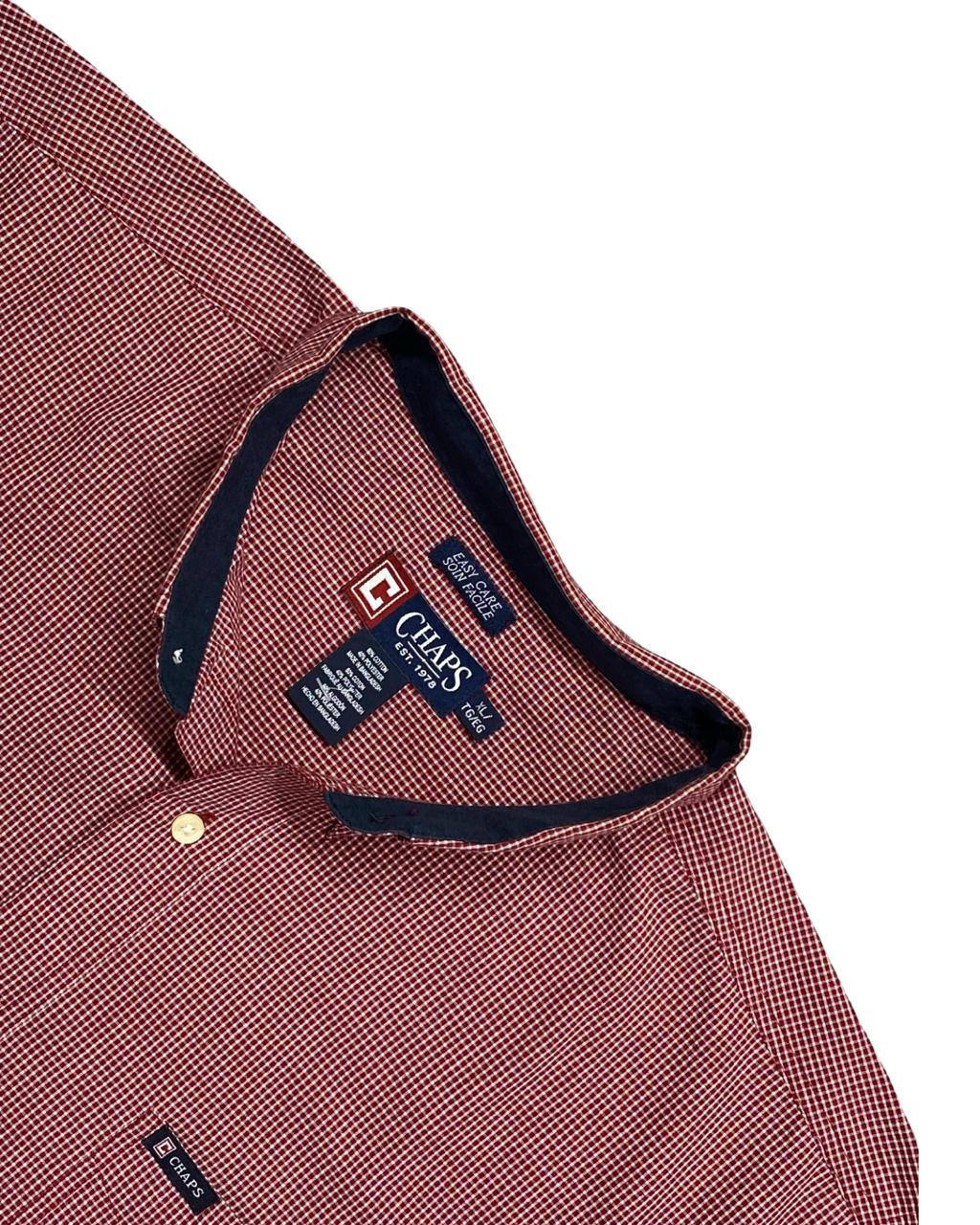 Chaps Red & White Gingham Check Button-Down Shirt