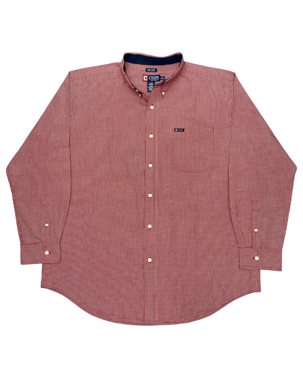 Chaps Red & White Gingham Check Button-Down Shirt