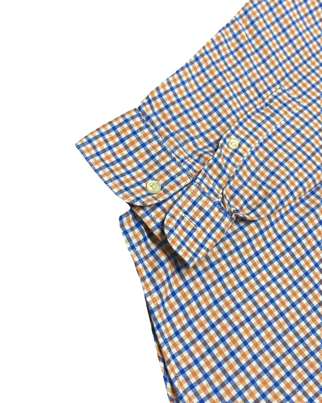 Chaps Blue & Orange Gingham Check Button-Down Shirt