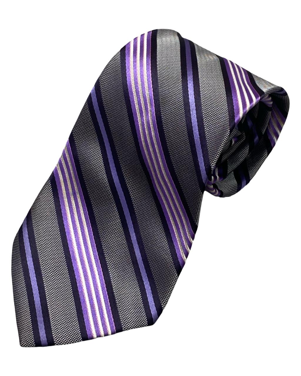Stafford - Grey & Purple Striped Pattern