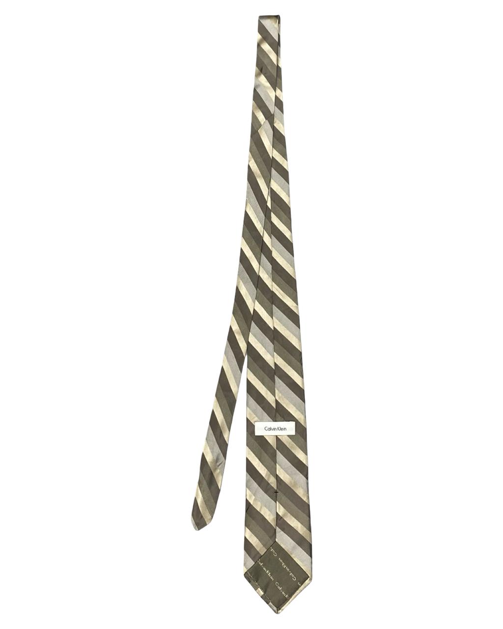 Calvin Klein - Olive Green & Beige Striped Pattern