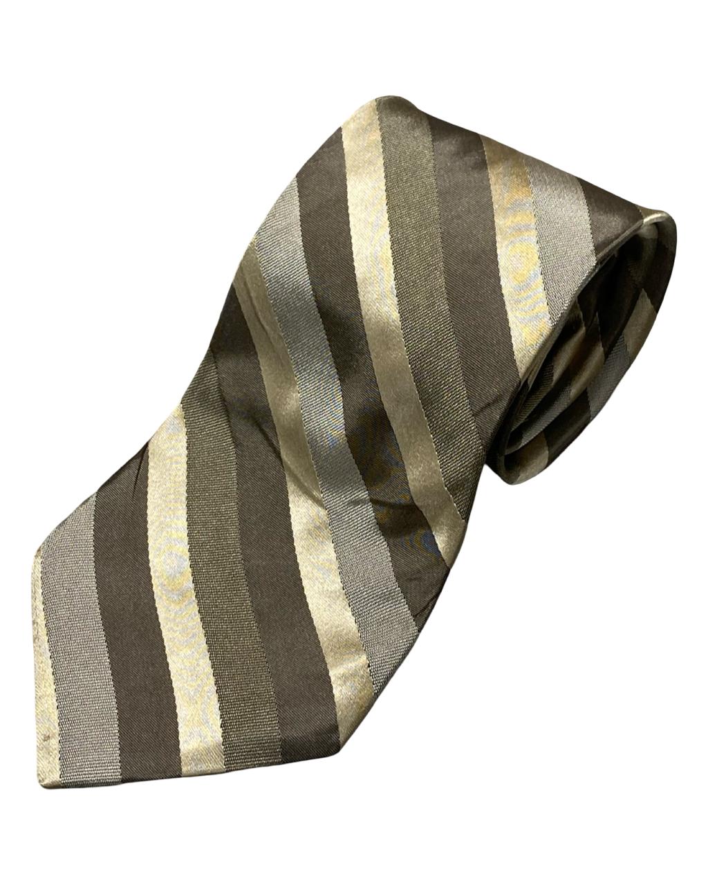 Calvin Klein - Olive Green & Beige Striped Pattern