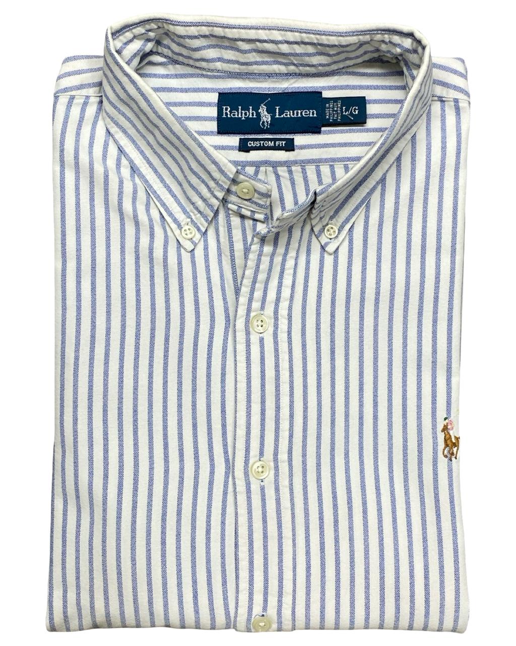 Ralph Lauren Blue & White Striped Button-Down Shirt