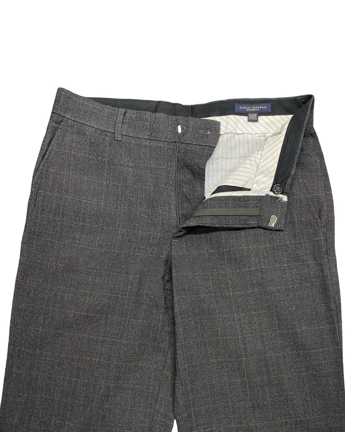 Banana Republic Dark Gray Plaid Dress Trousers