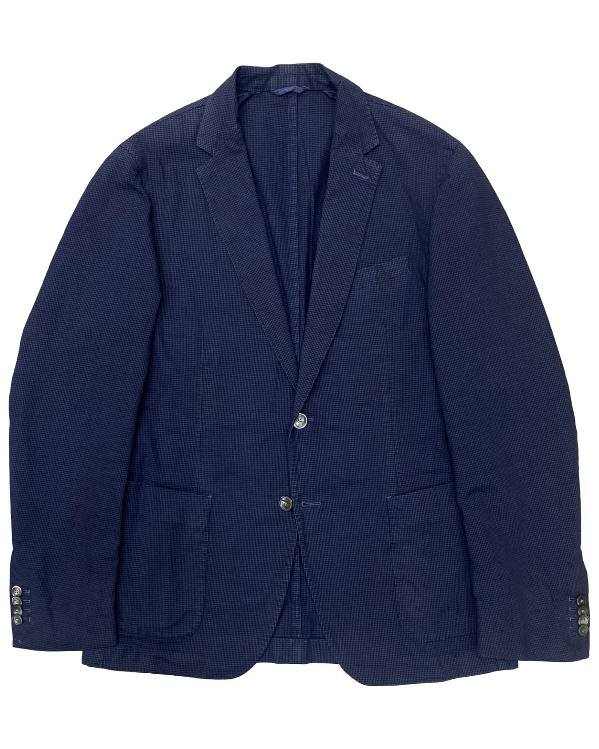 BOSS Hugo Boss Navy Blue Checkered Stretch Blazer
