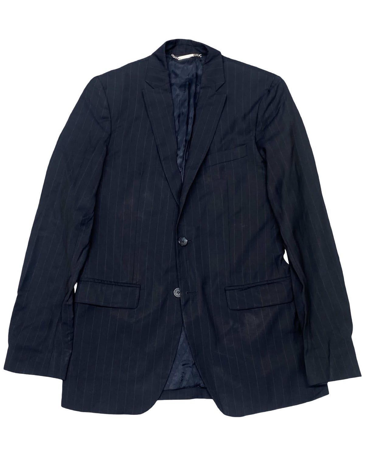 D&G Dolce & Gabbana Navy Pinstripe Blazer with Elbow Patches