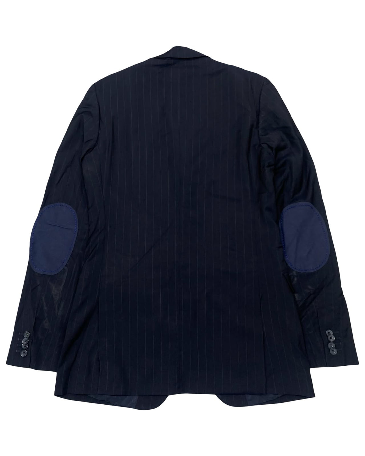 D&G Dolce & Gabbana Navy Pinstripe Blazer with Elbow Patches