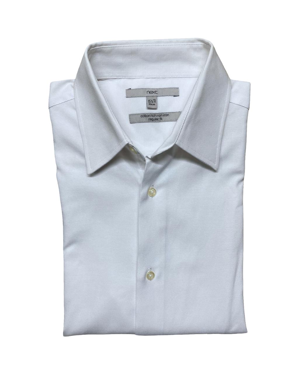 Next Crisp White Non-Iron Dress Shirt | Medium | Chest 22”