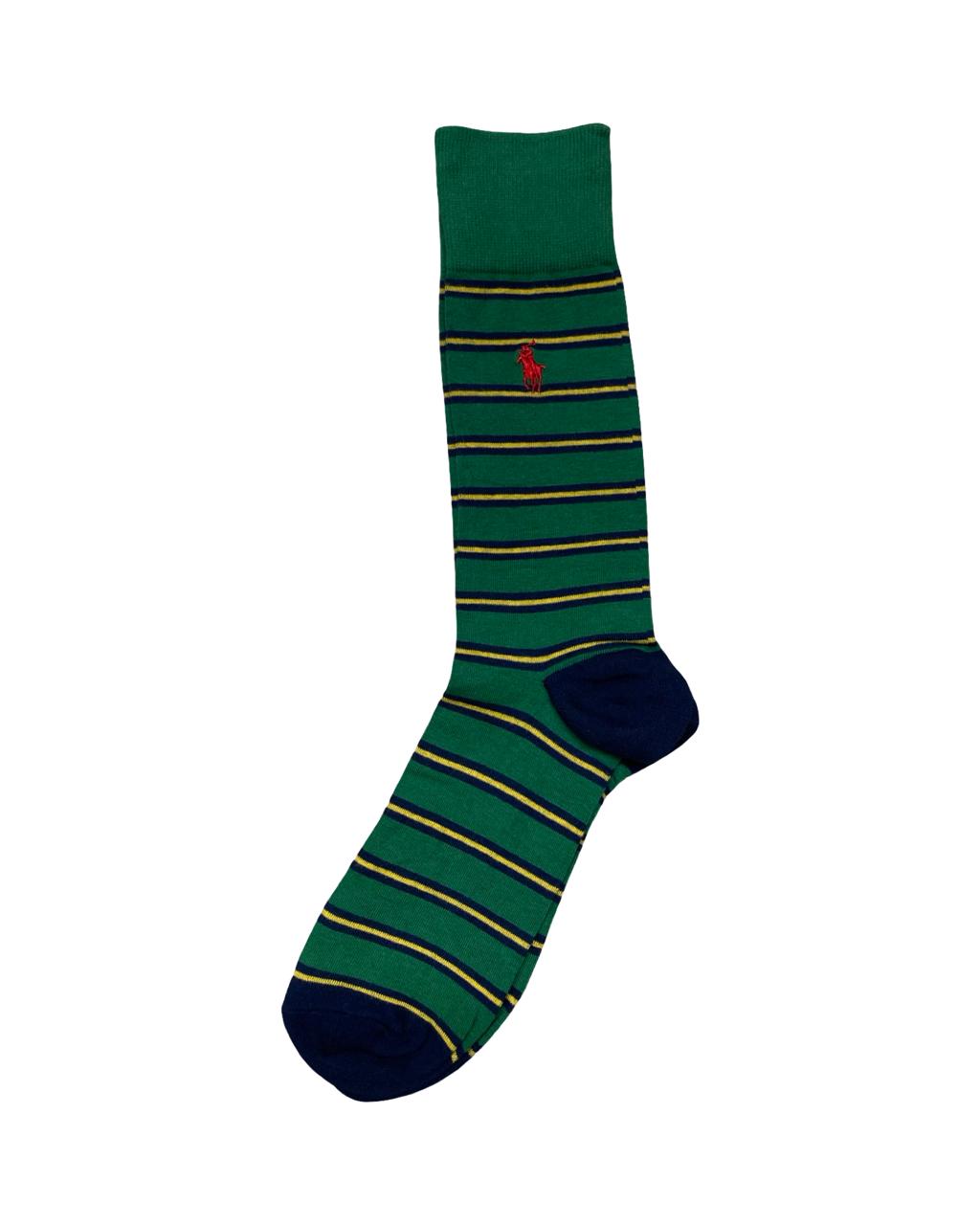 Ralph Lauren 3-Pair Green Plaid & Stripe Socks Set – Polo Logo Collection | Factory Leftovers