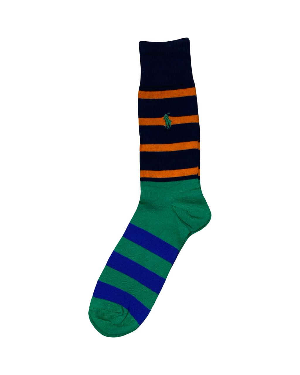 Ralph Lauren 3-Pair Multi-Stripe Socks Set – Navy, Green & Red | Factory Leftovers