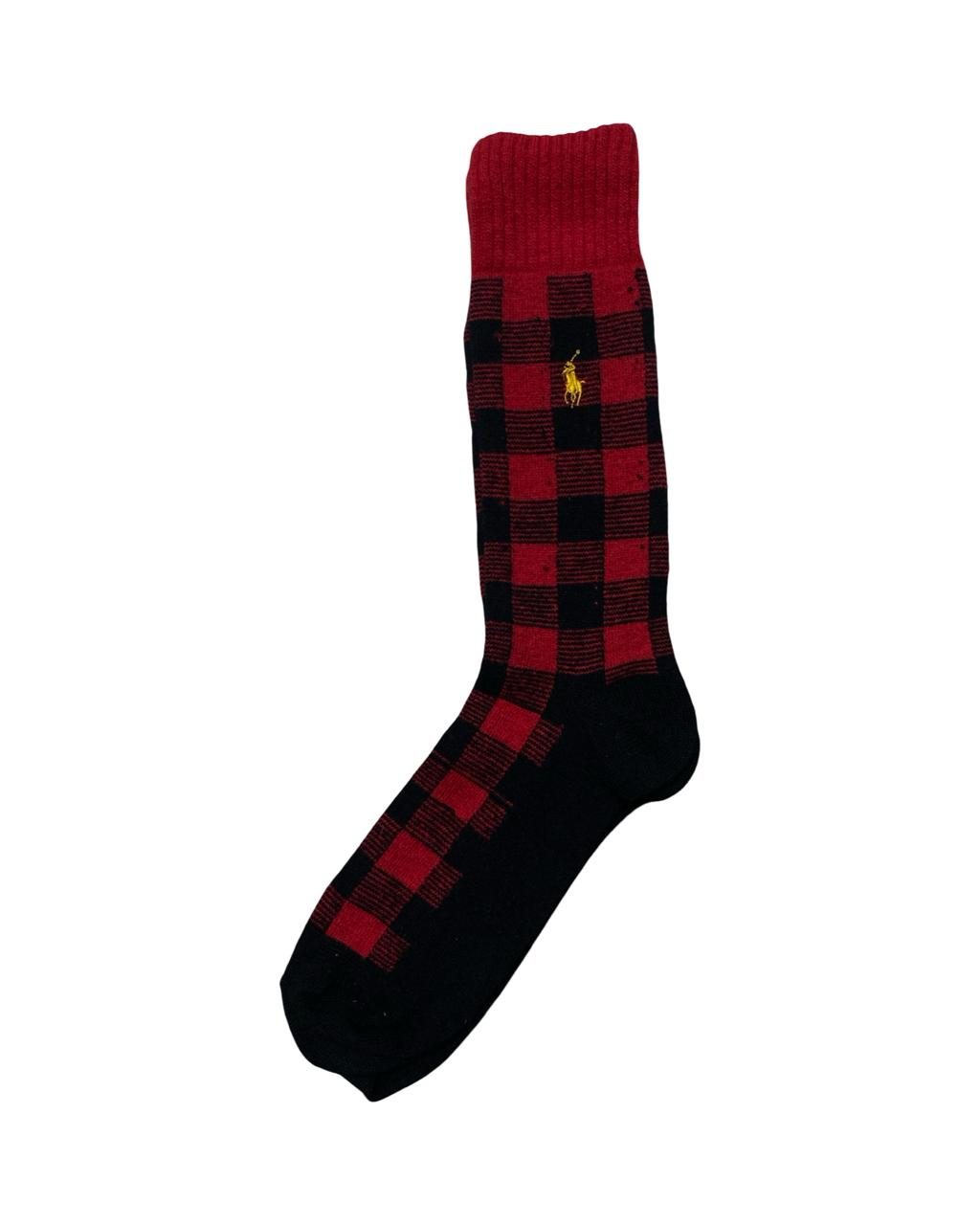 Ralph Lauren 3-Pair Red Collection Socks Set – Buffalo Check & Solids | Factory Leftovers