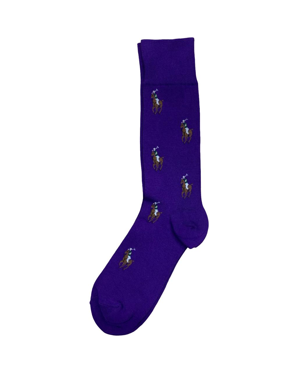 Ralph Lauren 3-Pair Polo Player Socks Set – Purple, Navy & Green | Factory Leftovers