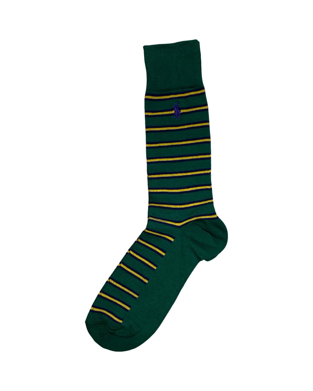 Ralph Lauren 3-Pair Stripe & Classic Logo Socks Set – Green & Navy | Factory Leftovers