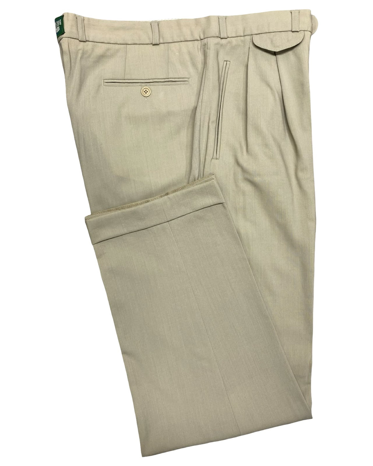 Brax Beige Pleated Wool Trousers