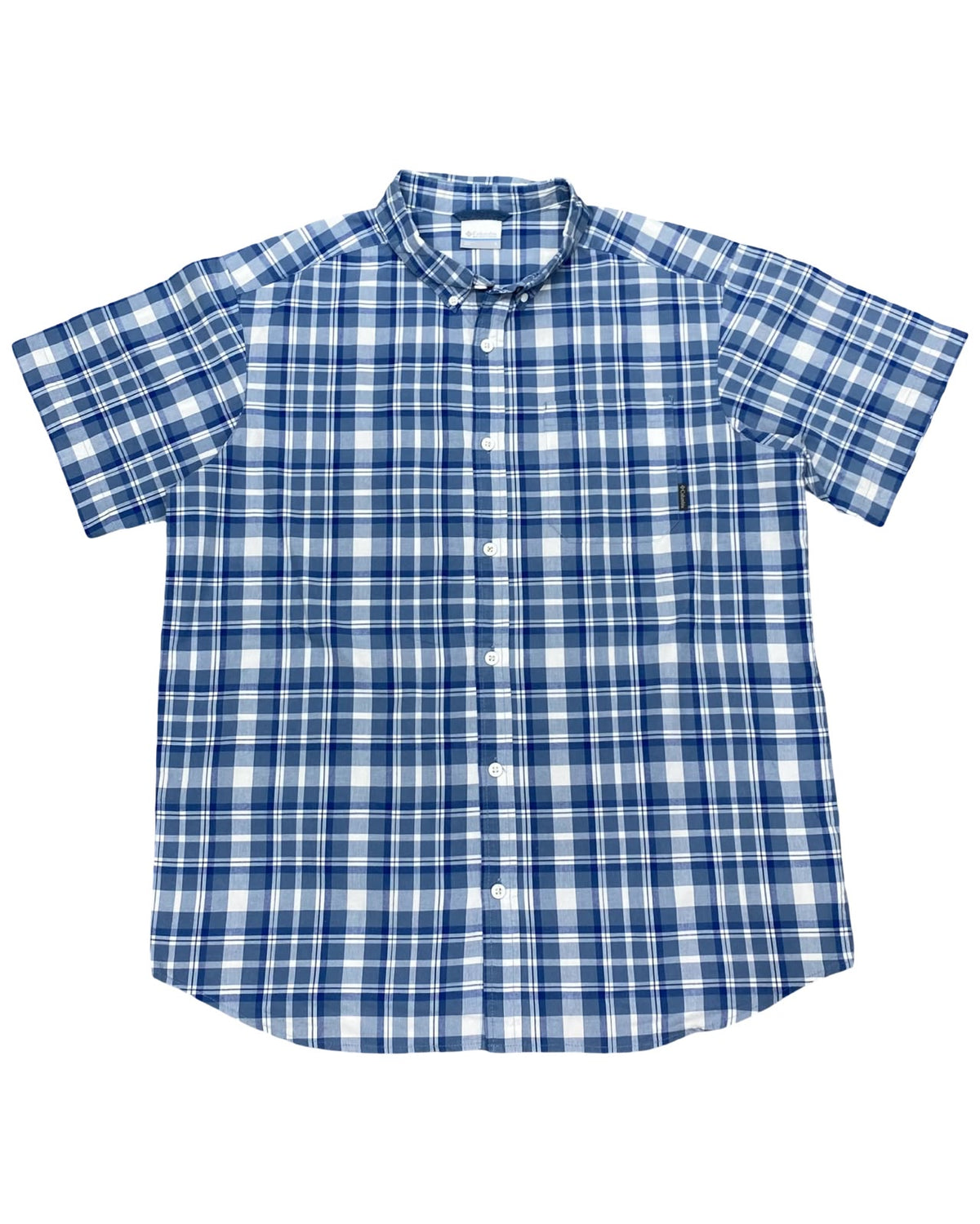 Columbia Blue Plaid Short-Sleeve Button-Down Shirt