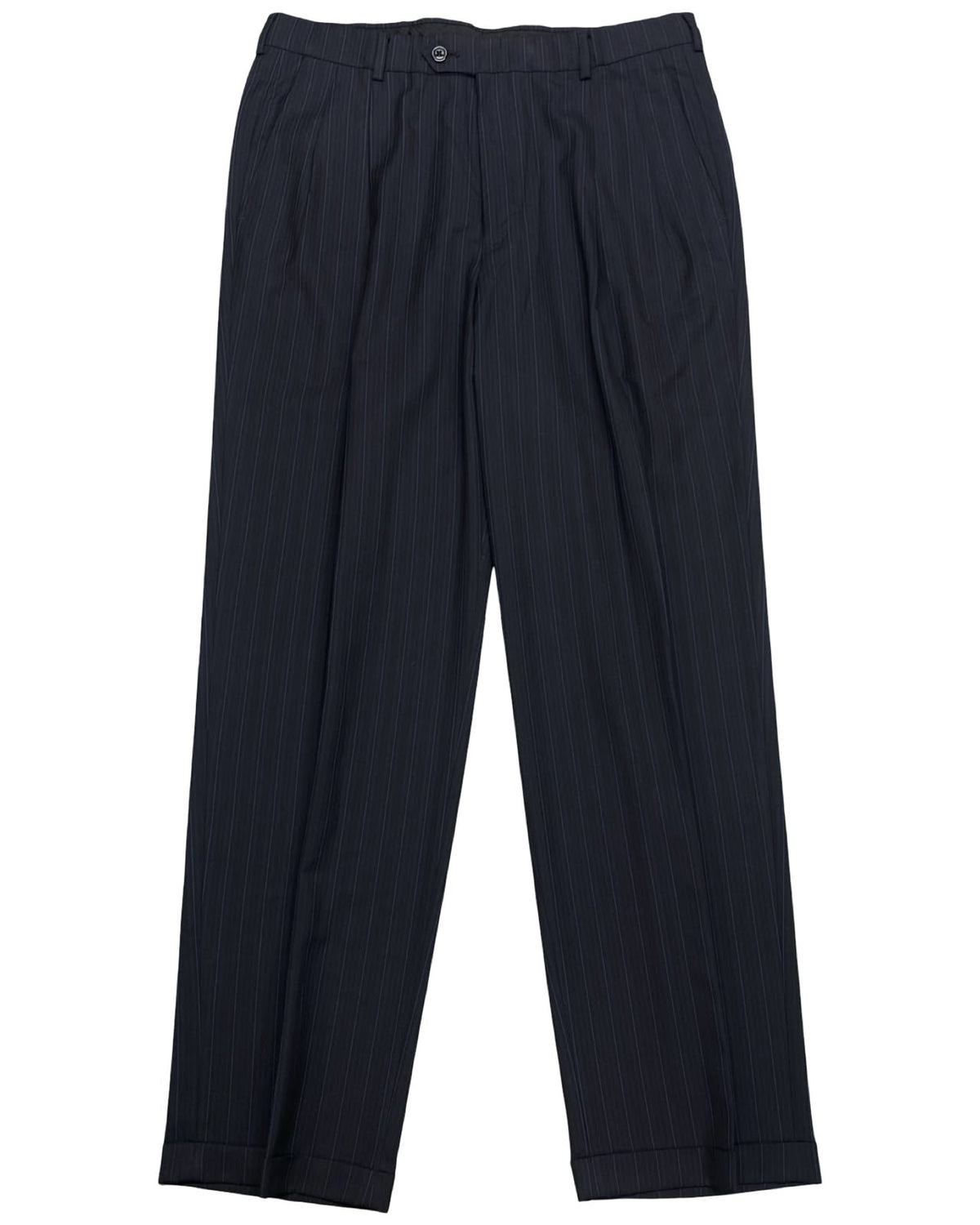 Haggar Navy Pinstripe Pleated Dress Trousers