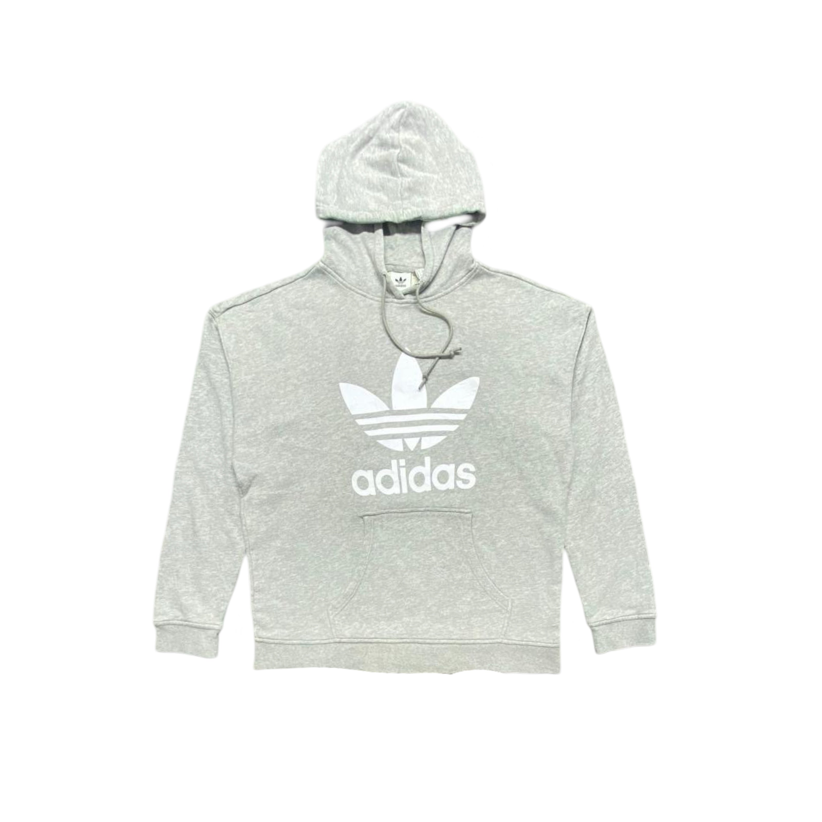 Adidas Originals Gray Hoodie with Iconic Trefoil Logo | Medium/Large