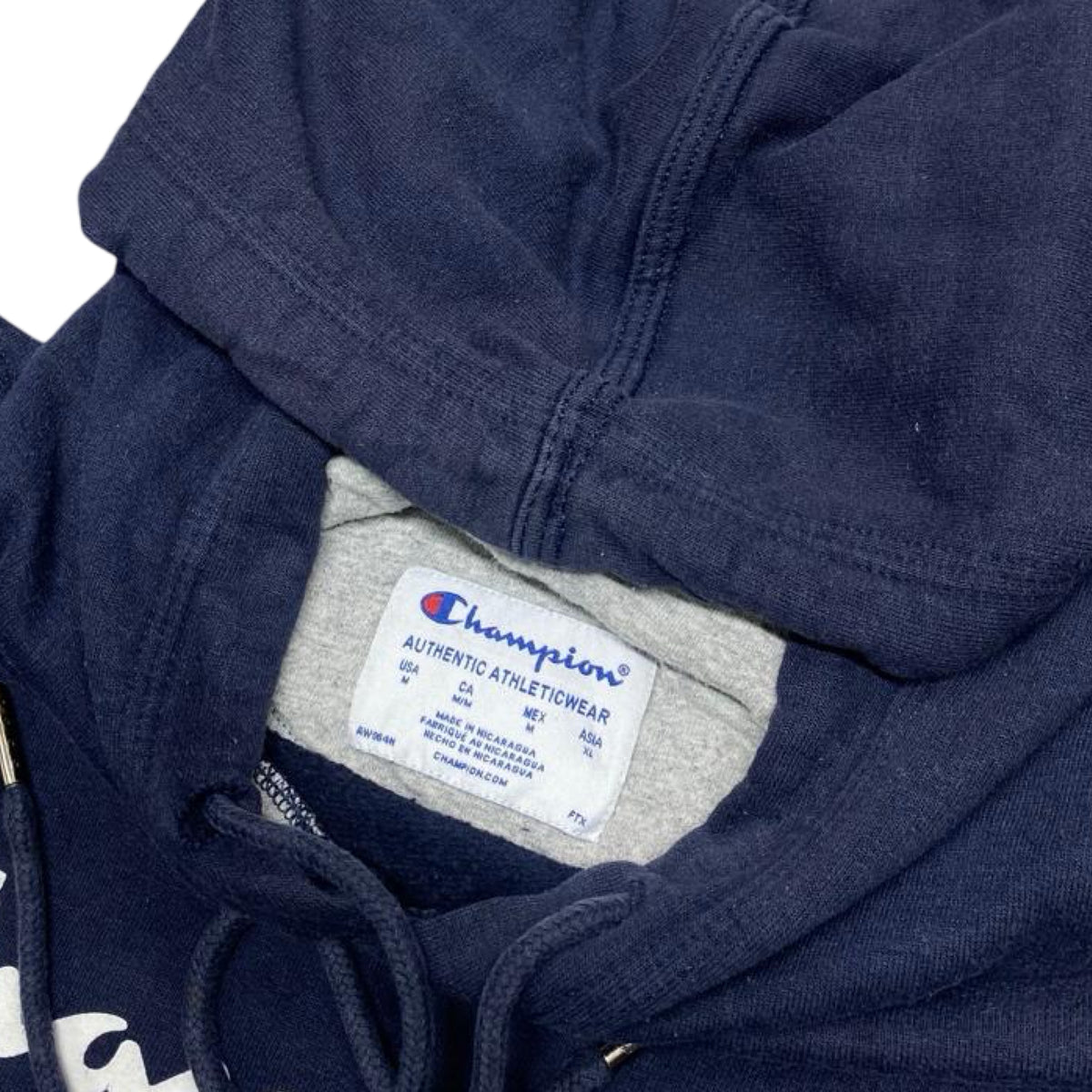 Champion Navy Hoodie with Iconic Script Logo | Medium/Large