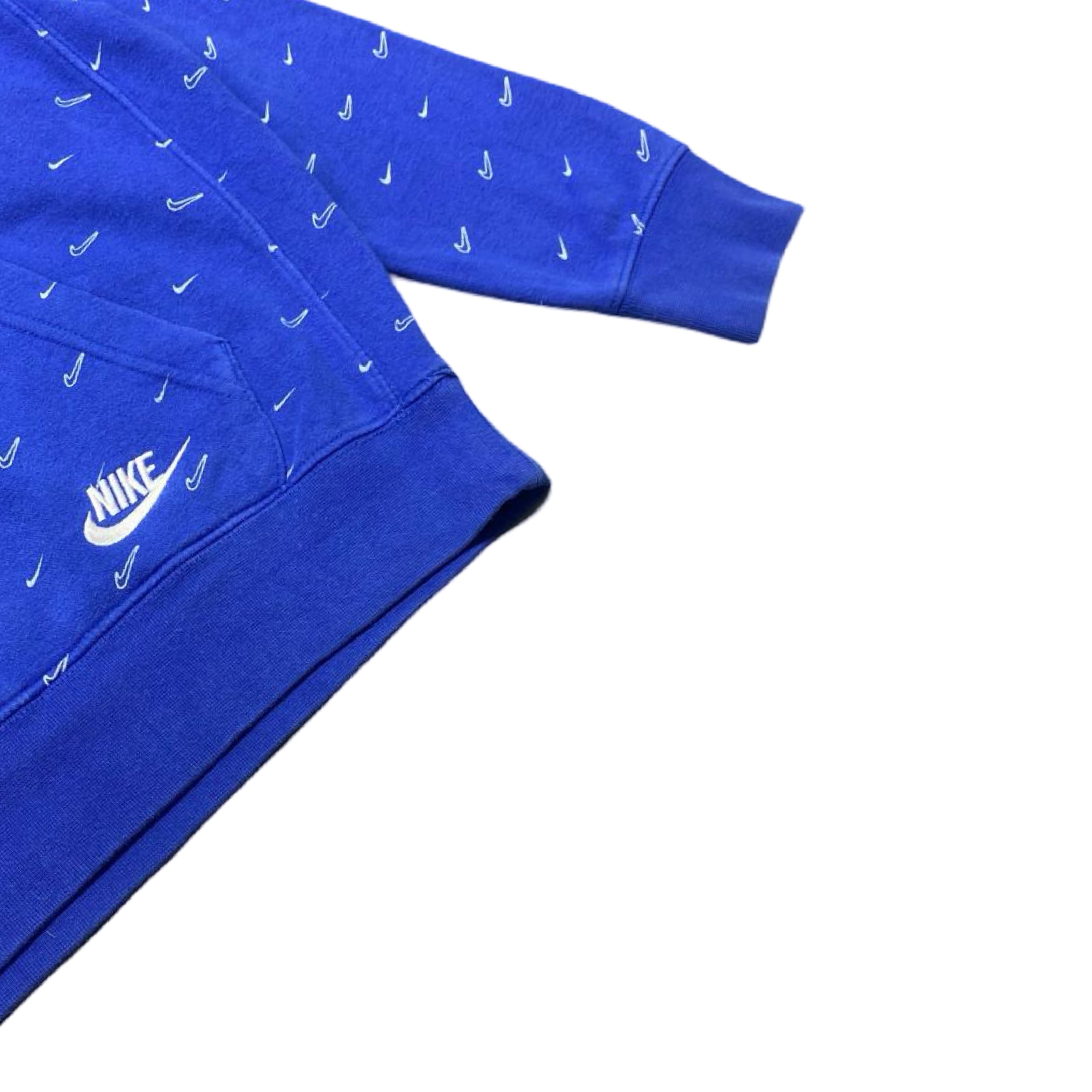 Nike Blue Hoodie with Miniature Swoosh Print | Medium