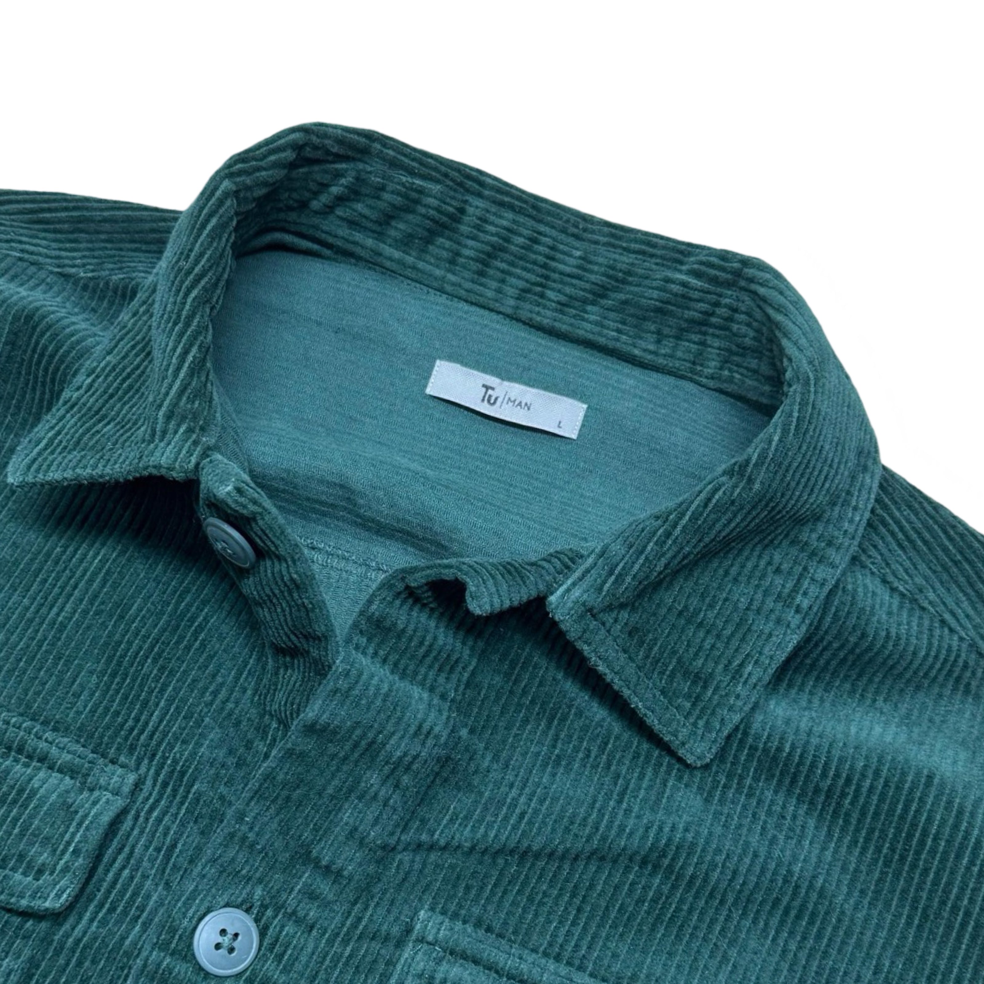 TU Men Green Corduroy OverShirt Jacket | Large
